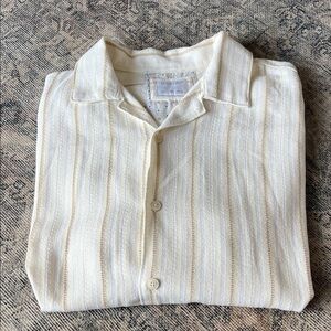 Cactus Man Cream Shirt with‎ Tan Accents Johnny Collar